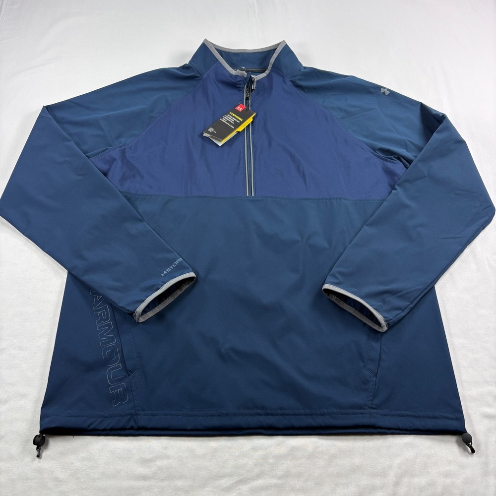 Under Armour Jacket Mens XL Blue Windstrike Storm 1/4 Zip Golf Pullover NEW